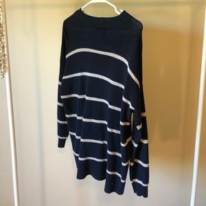 Oversized Tan and Blue Striped Sweater